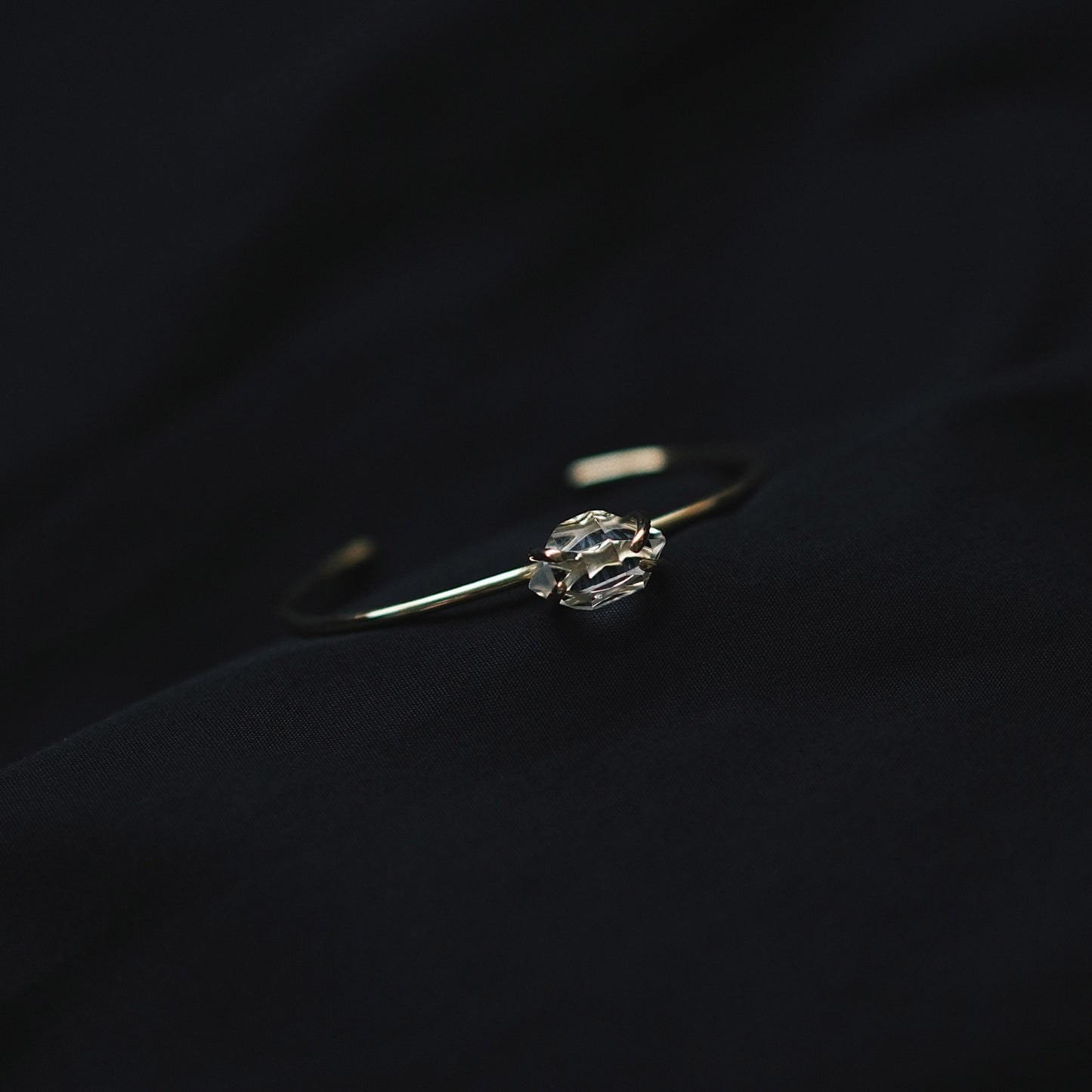 Herkimer Diamond Bangle (18KGP)