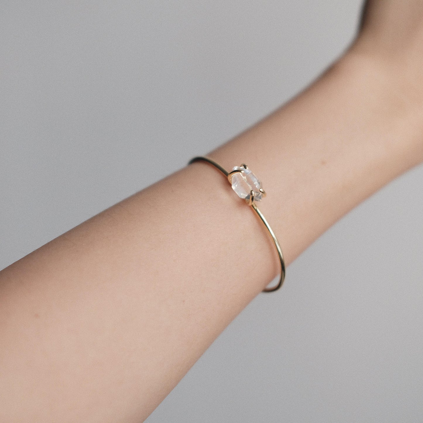 Herkimer Diamond Bangle (18KGP)
